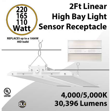 LED Linear High Bay 2Ft. 220/165/110W 