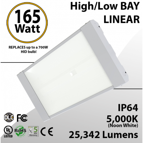 LED Linear High Bay Fixture 2Ft. 165W 25342 Lumens 5000K UL DLC