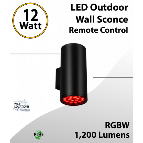 LED Outdoor Up and Down Wall Sconce RGBW 12W Remote Control 1200Lm