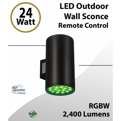 LED Outdoor Wall Sconce RGBW 24W Remote Control