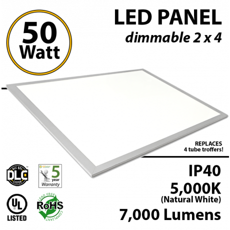LED Panel Light 2x4 50W 5000K 7000 lumens UL DLC