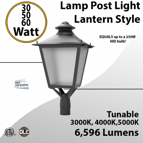 LED Post Light 30W 50W 60W LED Lantern Style 6596Lm 3000K 4000K 5000K
