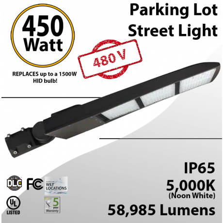 480V LED Street Light Parking Lot Light 450W 58985Lm 5000K