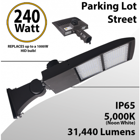 LED Street Light fixture 240W 31440Lm 5000K UL IP67 DLC