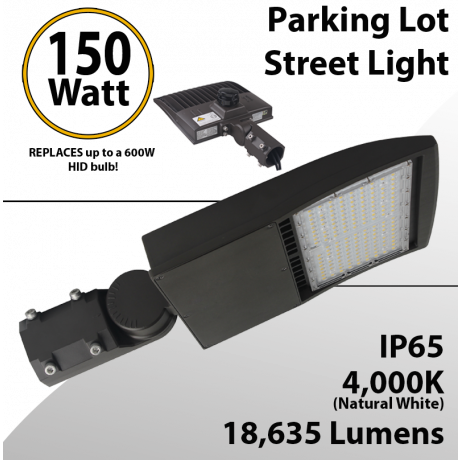 LED Street Light parking lot light 150W 18635Lm 4000K UL IP65 DLC