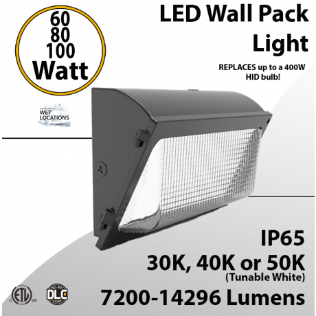 LED wall pack light 60W 80W 100W 150Lm per Watt CCT 30K 40K 50K