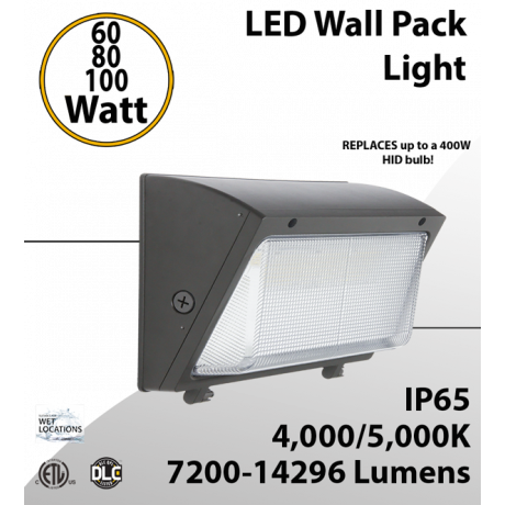 LED Wall Pack Light with Photocell - 60W/80W/100W - 4000K/5000K