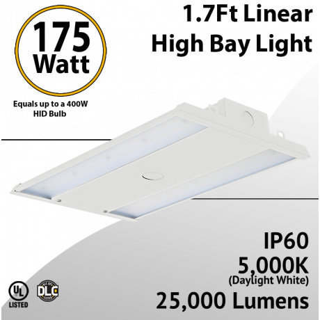 LED High Bay Light 2Ft. 175W 25000 Lumens 5000K UL DLC