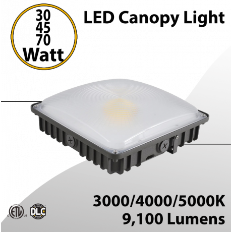 Adjustable LED Canopy Lights - 3CCT 3000/4000/5000K - Tunable 30/45/70W