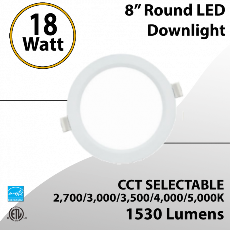 Round Downlight 8" 18W