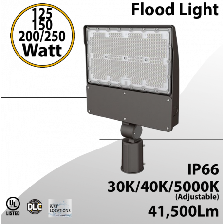 LED Flood light Slipfitter 125W 150W 200W 250W 41500Lm 30K 40K 5000K (LED)