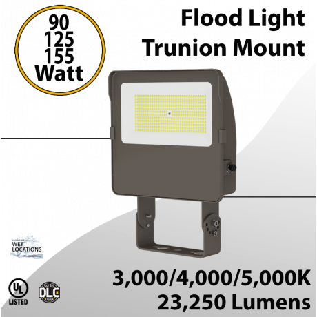 LED Flood Light Trunion 90W 125W 155W 23250Lm 30K 40K 50K Photocell (LED)