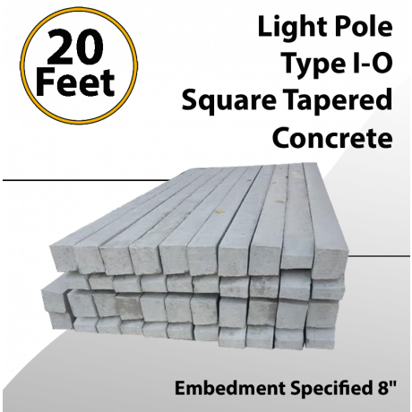 Light Pole 20Ft OAL 12Ft AG Type I-O Square Tapered Concrete