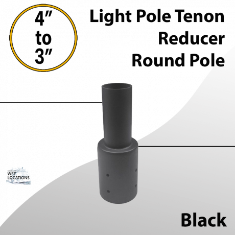 Light Pole Tenon Reducer for 4" Round Pole to 3" Black