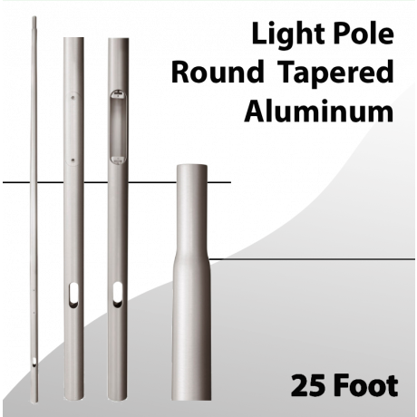 Light Pole Round 25 Feet Tapered Alum 16" x 5" 0.125 Inch Wall Thickness