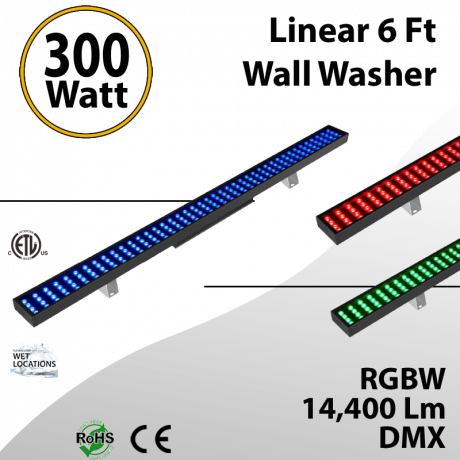 Linear Wall Washer RGBW 300W 14,400Lm IP67 DMX – Waterproof