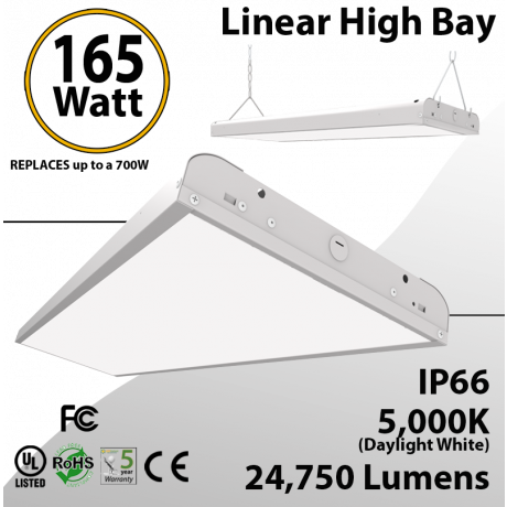 4Ft LED Linear High Bay 165W 24750 Lm 5000K