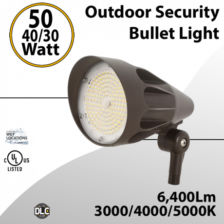 Led Outdoor Bullet Light 50/40/30W 6400Lm