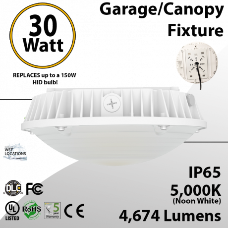 Parking garage Lighting LED Canopy 30W 5000K 4674 Lumens UL DLC