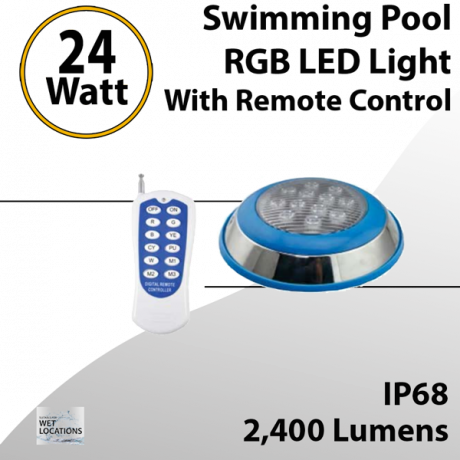 11" 24W Swimming Pool Light with Remote Control | RGB Waterproof LED Pool Lighting