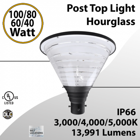 Top Post Light Hourglass 100/80/60/40W 