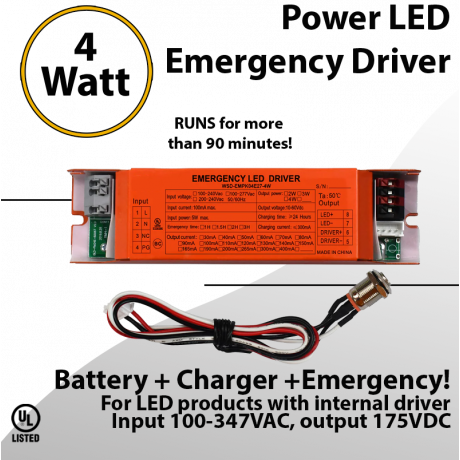 LED Internal Emergency Driver 4 Watt UR 100-347VAC