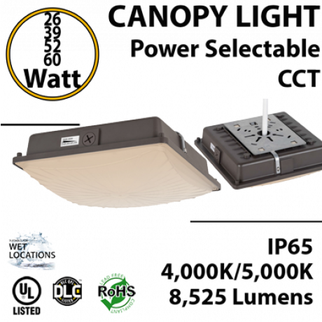 LED Canopy Light - Motion Sensor Available, CCT Tunable 26W to 65W