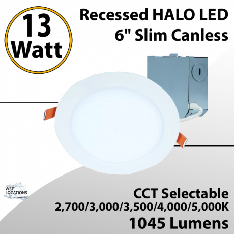 Recessed HALO LED Downlight 6" Slim Canless