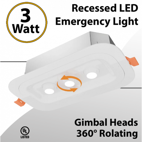 Recessed LED Emergency Light 3 Gimbal 