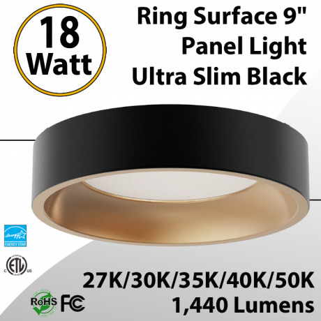 Ring Surface 9" Panel Light Ultra Slim Black 0.51"