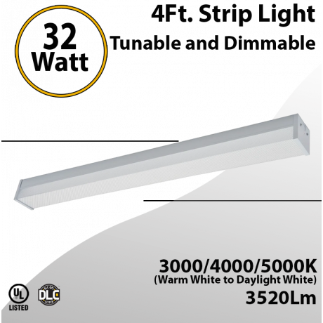 LED Linear wrap 32W 4Ft CCT adjustable, 3520lm