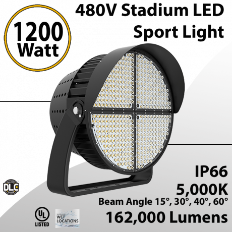 Stadium Lights Sport Lighting 480V 1200W 162000Lm 5000K IP66 UL DLC 