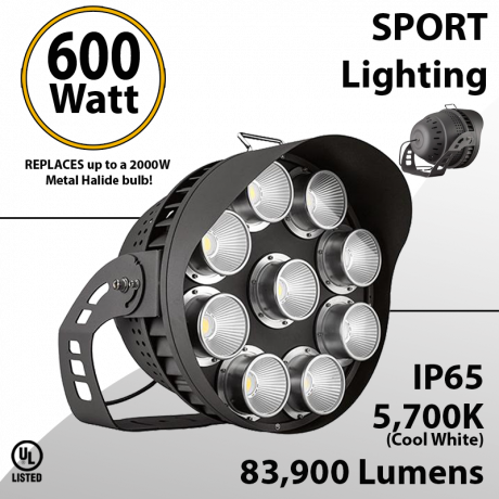 LED Stadium lights and arena light 600W 83900 Lm equal up to 2000W Metal Halide 5700K