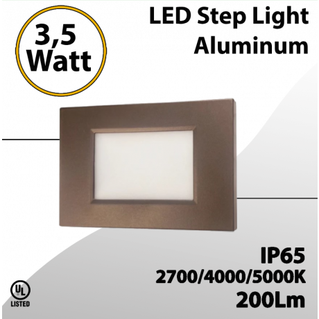 Led Step Light Aluminum-Adjustable 3CCT:2700K/4000K/5000K-200lm (LED)