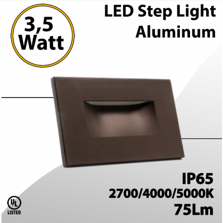 Led Step Light Aluminum-Adjustable 3CCT:2700K/4000K/5000K-75lm (LED)