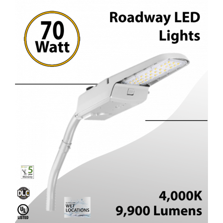Roadway Light 70W light fixture 4000K 9900 Lm (LED)