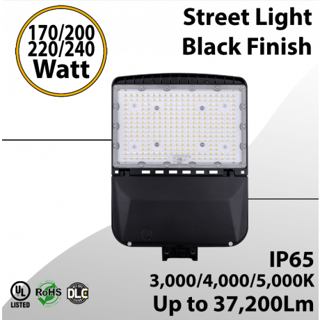 Street Light Black Finish 170 to 240W