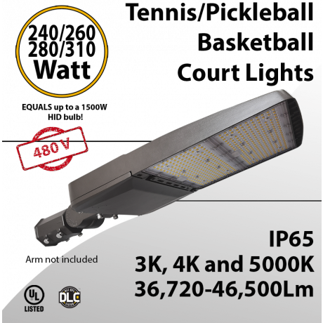 Court Lights 480V 240/260/280/310W up to 46500Lm 3CCT 3000K 4000K 5000K