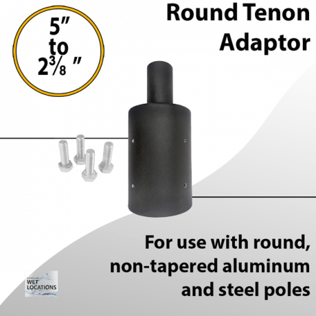 Light pole tenon reducer for 5" round pole to 2-3/8"
