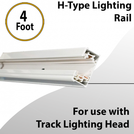Track Type H White 4Ft with 2 end caps 