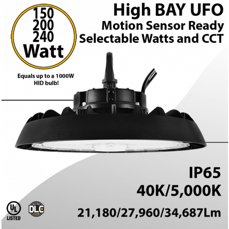 UFO Light LED High Bay 150/200/240W Motion Sensor Ready 40/5000K (LED)