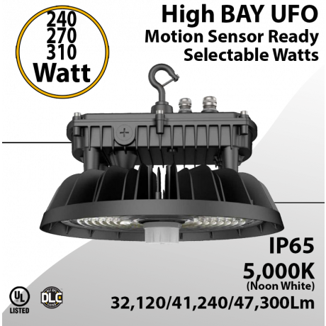 UFO Light LED High Bay 240W 270W 310W Motion Sensor Ready 47300Lm 5000K
