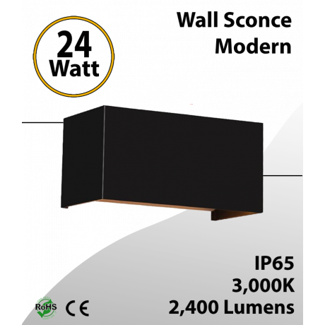 Wall Sconce Modern Rectangle 24W Aluminum 3000K-2400Lm (LED)