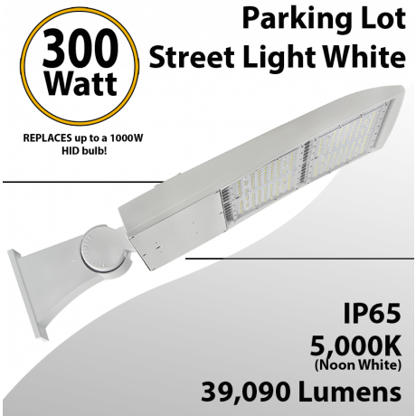 300W LED Shoebox Street Light fixture 39090Lm 5000K UL IP65 DLC White