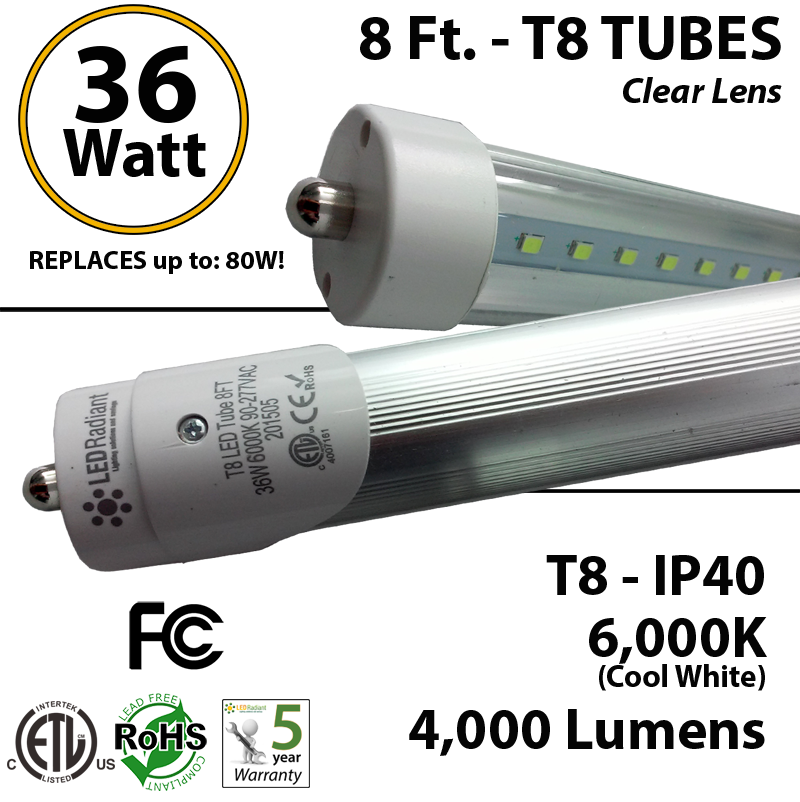 Details about   T8 4FT LED Tube Light Bulbs 18W/24W/36W G13 6000K/4000K LED Fluorescent Tube 