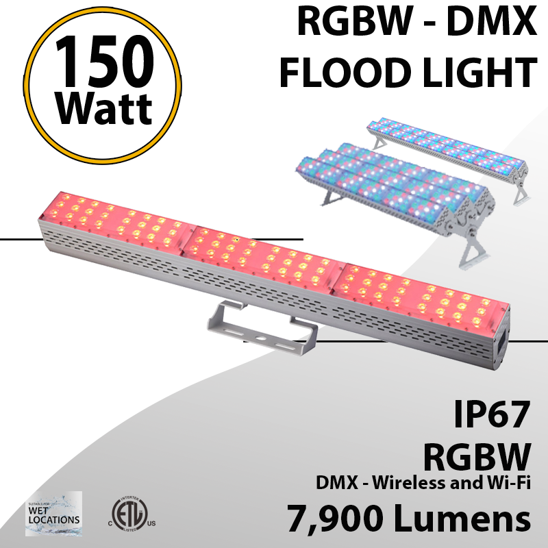Show you Foreman rush DMX Flood Light 150W RGBW 8000 lumens white IP67 | LEDRadiant