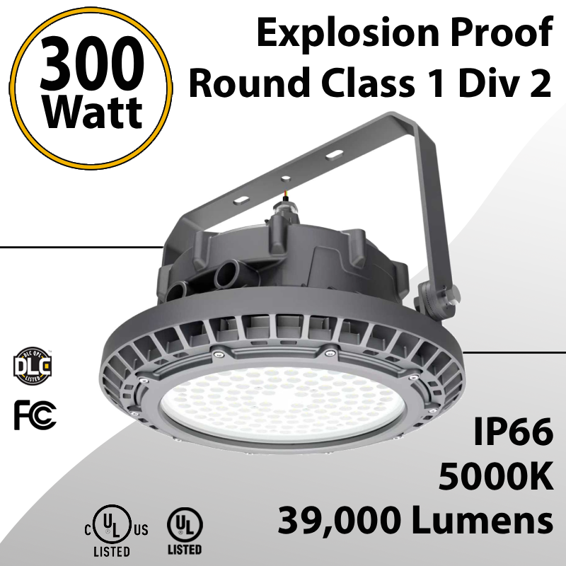 LED Explosion Proof Light Round Class 1 Div 2 300W 39000Lm | LEDRadiant
