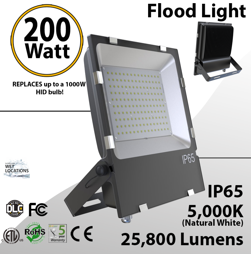 vinter gnist Der er en tendens LED Flood light 200W 25800 Lm 5000K Outdoor IP65 UL DLC | LEDRadiant