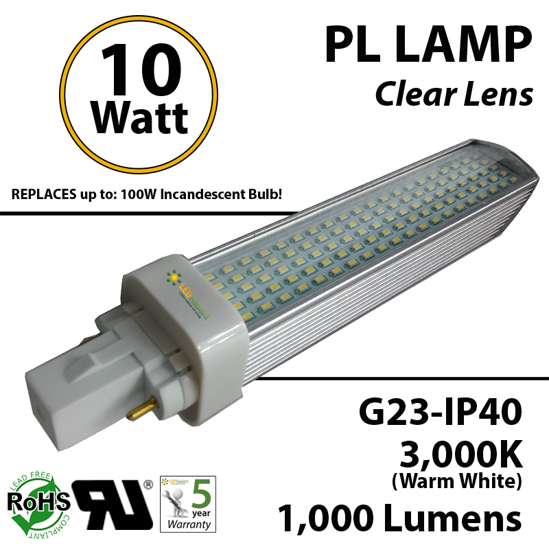 kreupel Factuur injecteren 10W PL LED Bulb lamp 1000Lm 3000K G23 IP40 UL. Direct Line (Remove Ballast)  | LEDRadiant