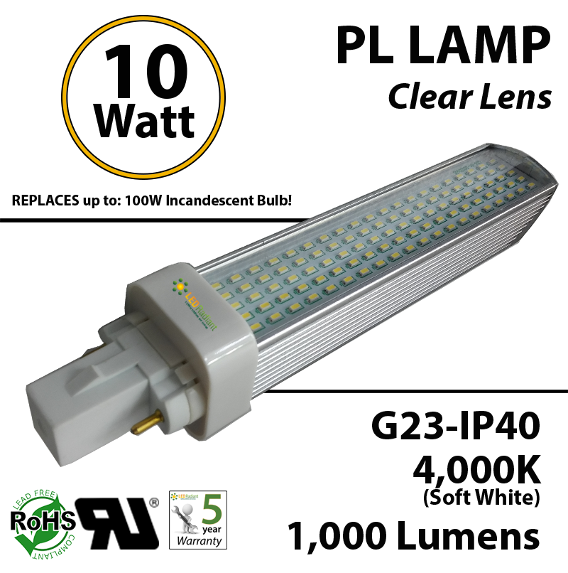 agitatie haakje Tropisch 10W PL LED Bulb lamp 1000Lm 4000K G23 IP40 UL. Direct Line (Remove Ballast)  | LEDRadiant